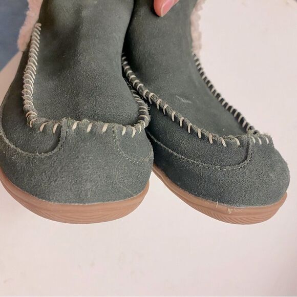Blondo Serene Waterproof Green Suede Moc Slipper shoes boots sherpa lined 7 - Picture 5 of 8